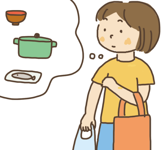 料理のために買い物をする子ども