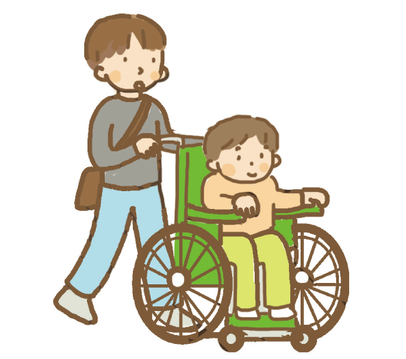 車椅子を押す子ども