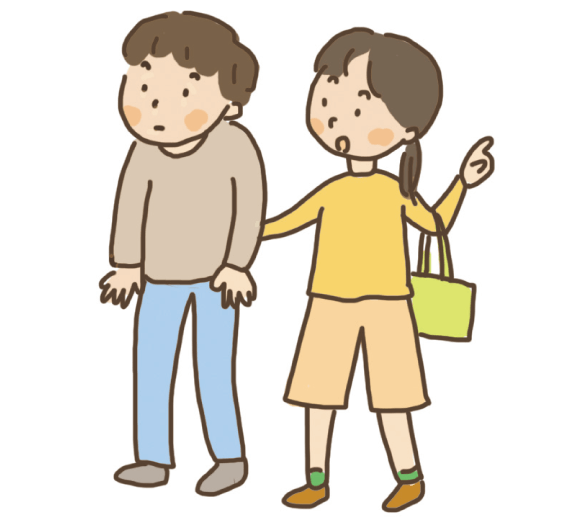 外出をつきそう子ども